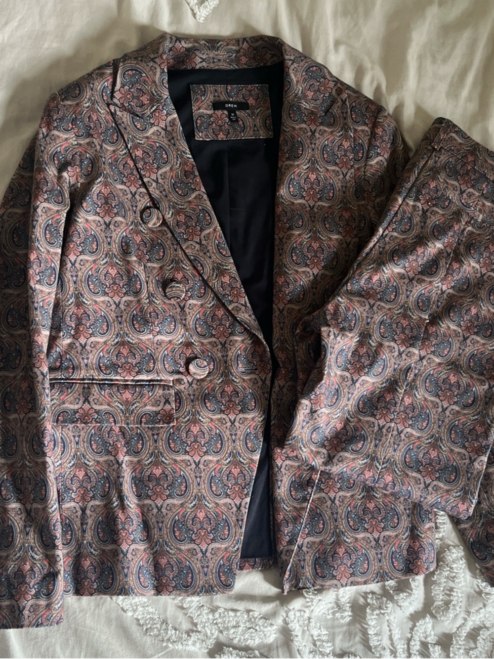 Drew Paisley Blazer Set - Pink/Blue